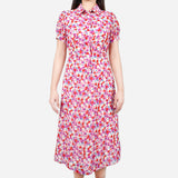 TRUE LOVE Floral Midi Dress in Red