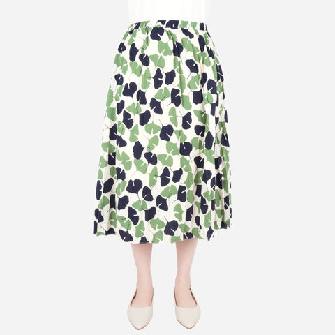 SM Woman Prima Electric Pleated Skirt with Foliage Print