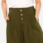 Tropiko by Kultura Ladies' Cropped Linen Pants in Olive