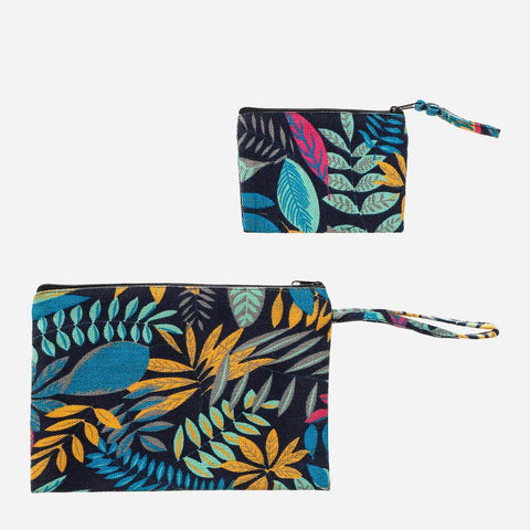 Tropiko by Kultura 3-Pack Tropical Canvas Pouch Set