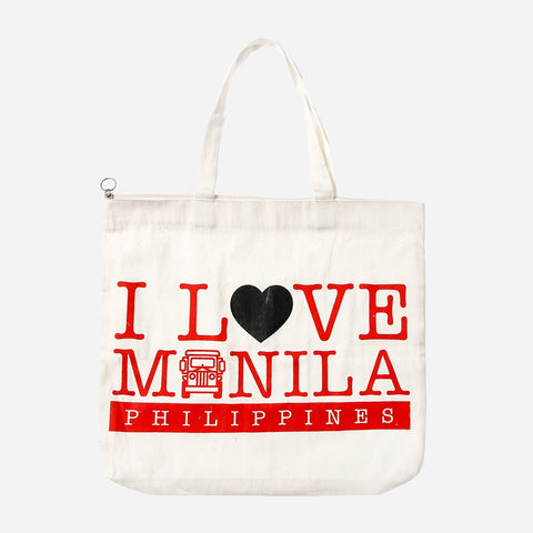 Kultura I love Manila PH Canvas Tote Bag in Red Print