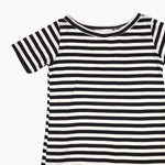 Smartbuy Ladies' Dress Short Sleeves in Black White Stripes