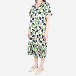 SM Woman Prima Foliage Printed Dress with Electric Pleated Hem