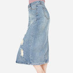 Urban Denim Distressed Midi Skirt