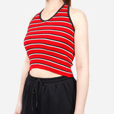 URBAN Rib Knitted Halterneck Stripe Top