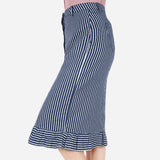 Urban Denim Flounced Midi Skirt