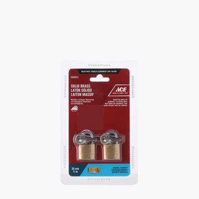 Ace Hardware 2-Pack Solid Brass Padlock 20mm Set