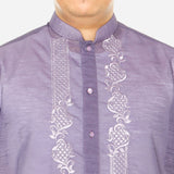 En Barong Filipino Snow Organdi Short Sleeve Lavander Barong