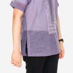 En Barong Filipino Snow Organdi Short Sleeve Lavander Barong