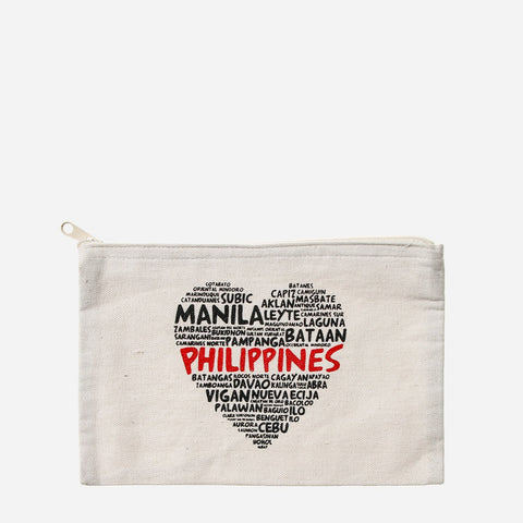 Kultura I Heart Philippine Cities Canvas Pouch in Black Print
