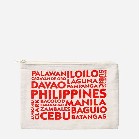 Kultura Philippine Cities Canvas Pouch in Red Print
