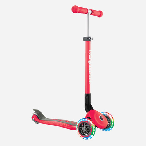 Globber Primo Foldable 3-Wheel Scooter With Lights Red