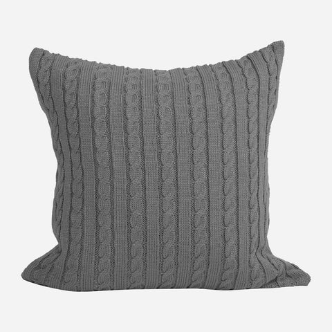 Living Essentials Throw Pillow Case Knitted Rope (Gray) - 18X18 in