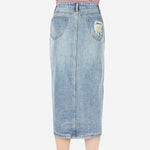 Urban Denim Distressed Midi Skirt