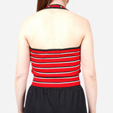 URBAN Rib Knitted Halterneck Stripe Top