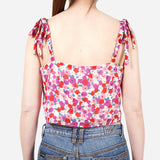 TRUE LOVE Floral Strappy Top in Red