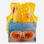 Intex Aquaflow Aquaplay Goldfish Fun Goggles And Yellow Waterworld Swim Vest Summer Bundle For Kids