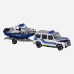 Majorette Trailer Boat Police Blue Die Cast Vehicle Toy For Boys