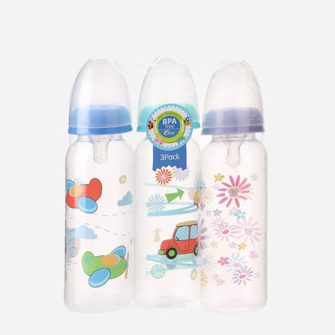 Coral Baby Pack of 3 8oz Round Feeding Bottles