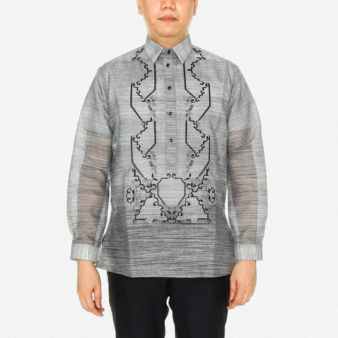 En Barong Filipino Organdi Long Sleeves Black Barong