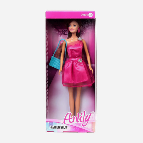 Anlily Fashion Show Doll In Fuchsia Dress Toy For Kids
