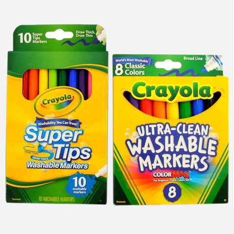 Crayola Super Tips Washable Markers And Ultra Clean Washable Markers Color Max Bundle Toy For Kids