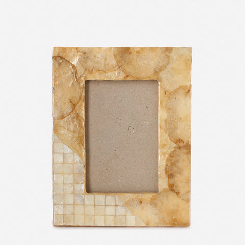 Tahanan by Kultura Picture Frame Capiz Smoke with Natural Square Chips on the Corner 4x6