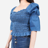 SM Woman Denim Smocking Blouse