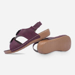 Parisian Comfy Women's Faline Mid-Wedge Sandals in Maroon