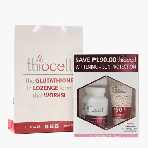 Thiocell 2-Pack Glutathione Lozenges 30 Capsules And 50G Australian Sunscreen Spf50