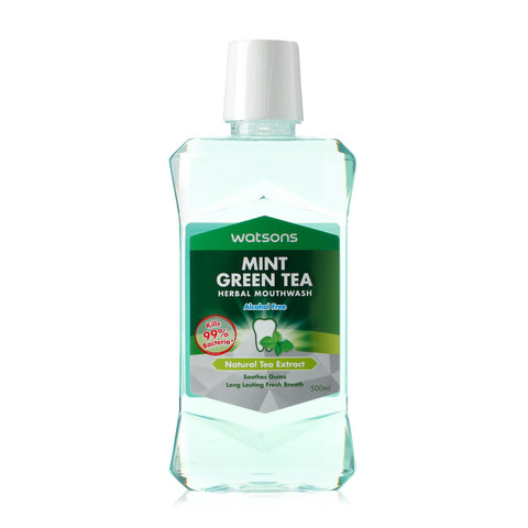 Watsons Mint Green Tea Herbal Mouthwash 500Ml