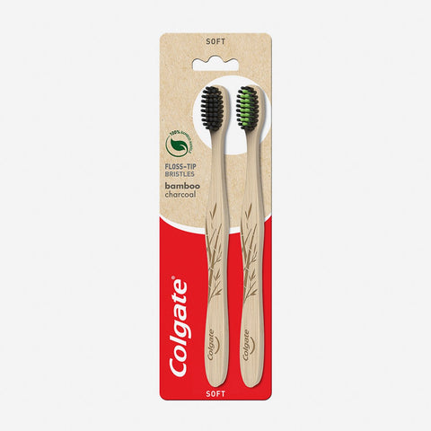 Colgate Twin Pack Natural Bamboo Charcoal Soft Toothbrush