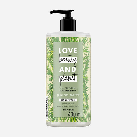 Love Beauty And Planet Pure And Positive Handwash With Tea Tree Oil And Vetiver Aroma 400Ml