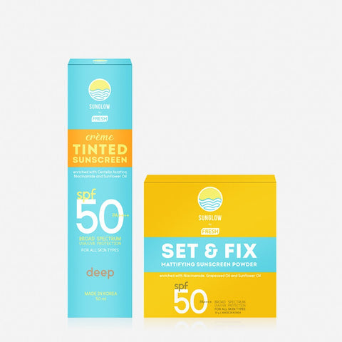 Sunglow By Fresh Creme Tinted Sunscreen 50Ml - Deep And Sunscreen Powder 10G Bundle
