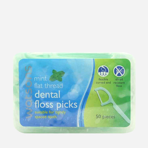 Watsons 50-Pack Flat Thread Dental Floss Threads - Mint
