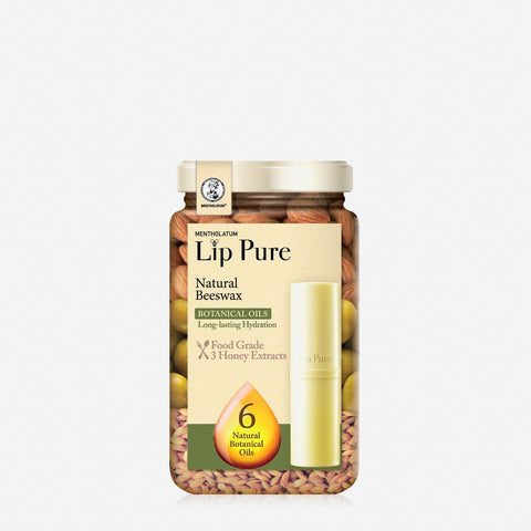 Mentholatum Lip Pure Natural Lip Balm 4G - Beeswax With 6 Natural Botanical Oils