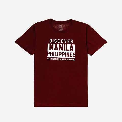 Kamisa Discover Destinations Worth Statement Tee in Maroon