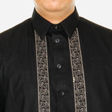 En Barong Filipino Polycotton Short Sleeve Black Barong