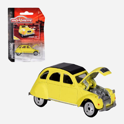 Majorette Vintage Citroen 2Cv Yellow Die Cast Vehicle Toy For Boys