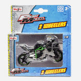 Maisto Fresh Metal 2 Wheelers Kawasaki (Black With Green) Motorcycle Toy For Boys