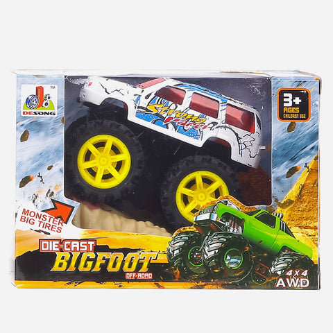 White Die-Cast Bigfoot Off-Road Monster Big Tires Toy For Boys