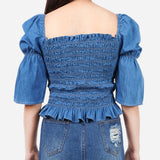 SM Woman Denim Smocking Blouse