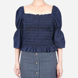 SM Woman Denim Smocking Blouse