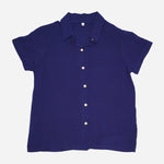 Smartbuy Ladies' Blouse Colored Plain Button Down in Navy Blue