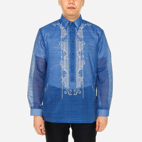 En Barong Snow Organdi Long Sleeves Blue Barong