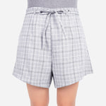 SM Woman Casual Plaid Shorts With Pockets And Belts