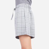 SM Woman Casual Plaid Shorts With Pockets And Belts