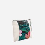 Tropiko Canvas Pouch With Floral Middle Panel