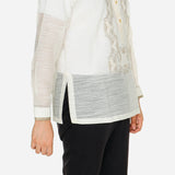 En Barong Filipino Snow Organdi Long Sleeves Cream Barong