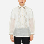 En Barong Filipino Snow Organdi Long Sleeves Cream Barong